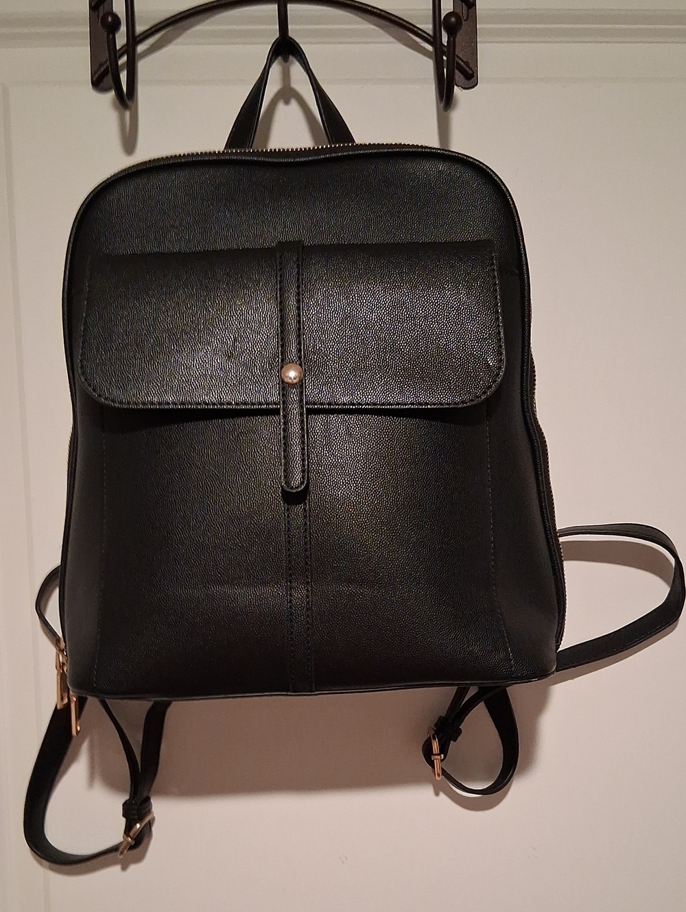 Miztique Classic Black Faux Leather Backpack - Women's Everyday Bag